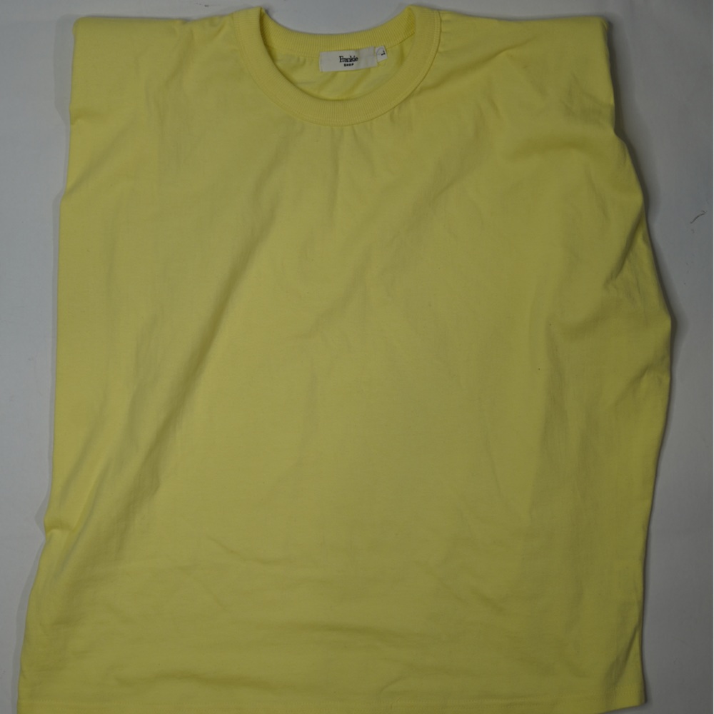 The Frankie Shop Yellow Eva Shoulder Pad Boho Sleeveless Round neck T-shirt - Picture 9 of 10